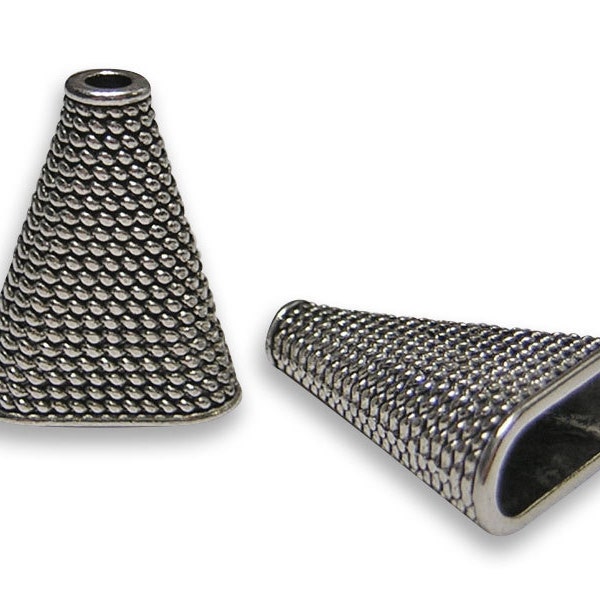 4pcs - Tassel Caps - Silver Bead Caps - Tassel Cone - End Caps - Tassel Supplies - 23x19mm - (3356)