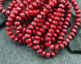 3x5 Rondelle - Czech Glass Beads - Fire Polished Beads - Rondelle Beads - Czech Picasso Beads - 3x5mm - 30pcs (376)