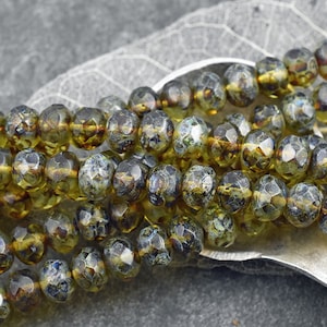 Czech Glass Beads - Picasso Beads - Rondelle Beads - 31pcs - 6x9mm - (6143)