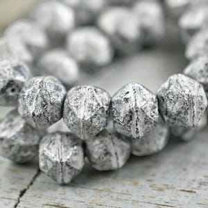 Czech Glass Beads - Silver Beads - English Cut Beads - Round Beads - Black Beads - 10mm Beads - 150pcs - (A313)