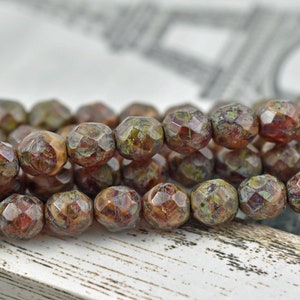 Picasso Beads Czech Glass Beads Fire Polished Beads Round Beads Rustic Beads Red Picasso 8mm 16pcs 3861 image 2