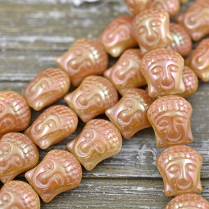 Czech Glass Beads - Buddha Beads - Czech Buddha Bead - Buddha Head Bead  - 15x14mm - 4pcs (212)