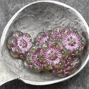 Flower Beads Czech Glass Beads Picasso Beads Czech Glass Flowers 14mm 9pcs A311 image 3