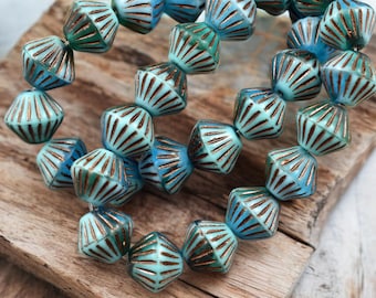 Picasso Beads - Czech Glass Beads - Bicone Beads - Beachy Beads - 11mm - 15pcs - (2556)