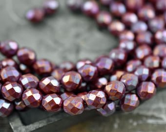 Fire Polished Beads - Czech Glass Beads - Round Beads - Faceted Beads - Nebula Beads