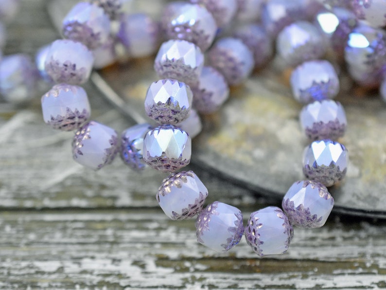 Czech Glass Beads Cathedral Beads Purple Beads Fire Polish Beads Choose from 6mm or 8mm image 7