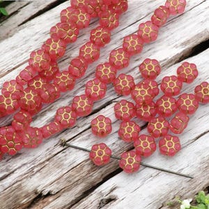 Czech Glass Beads - Flower Beads - Czech Glass Flowers - 8mm - 19pcs - (3493)