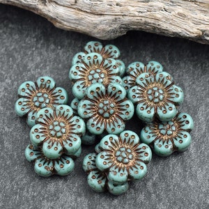 Czech Glass Beads Flower Beads Floral Beads Wildflower Beads Czech Glass Flowers 14mm 12pcs A572 image 3