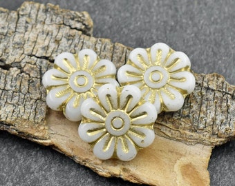 Flower Beads - Czech Glass Beads - Focal Beads - Czech Glass Flowers - Daisy Beads - 18mm - 6pcs - (A664)