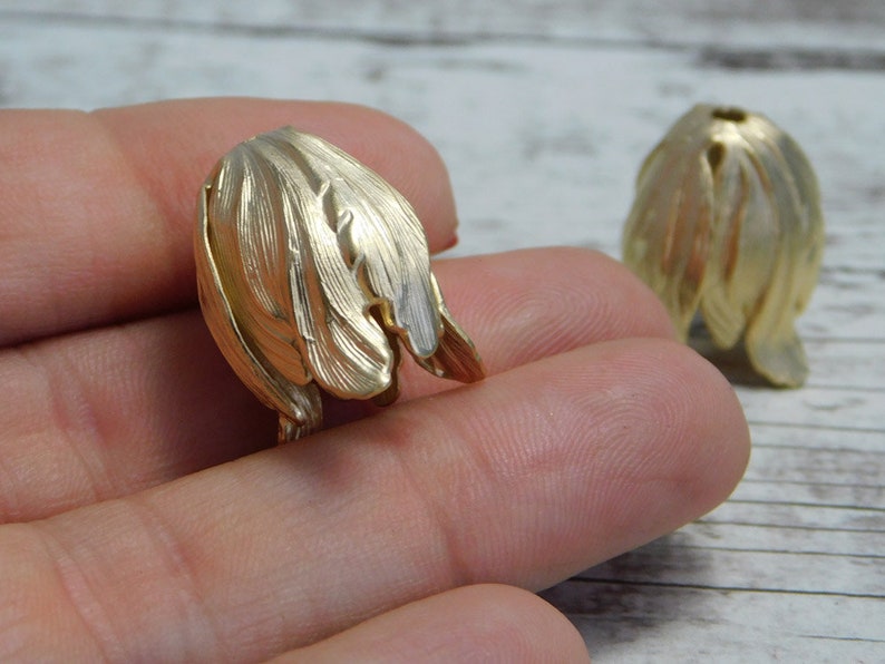Large Bead Cap Gold Bead Caps 1pc Tulip Bead Cap 723 20x15mm Tassel Cones Matte Gold Tassel Caps