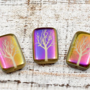 Tree Of Life Beads Czech Glass Beads Laser Etched Beads 19x12mm 6pcs B455 image 7