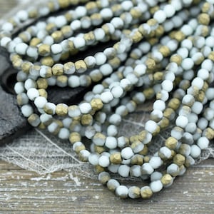 3mm Beads - Czech Glass Beads - Fire Polish Beads - Round Beads - Etched Beads - Picasso Beads -  50pcs (6061)