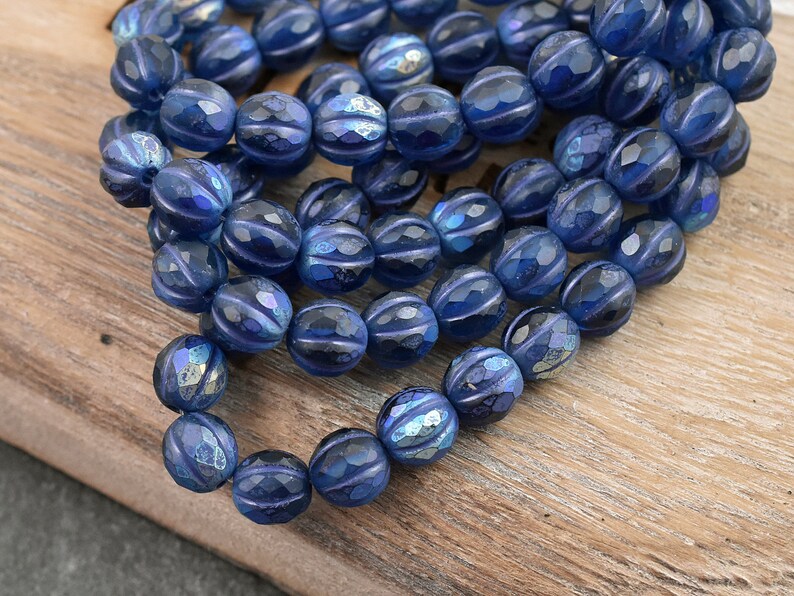 Czech Glass Beads Melon Beads Faceted Melon Picasso Beads Round Beads 8mm 20pcs A56 image 2