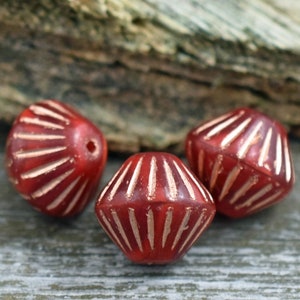 Czech Glass Beads Bicone Beads Red Beads Czech Glass Bicone 11mm 15pcs 2733 image 4