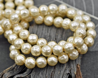 Czech Glass Beads - Pearl Beads - Czech Glass Pearls - Baroque Pearl Beads - Cream Pearl Beads - 8mm or 10mm -- Choose Your Quantity