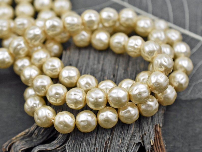 Czech Glass Beads Pearl Beads Czech Glass Pearls Baroque Pearl Beads Cream Pearl Beads 8mm or 10mm Choose Your Quantity image 1