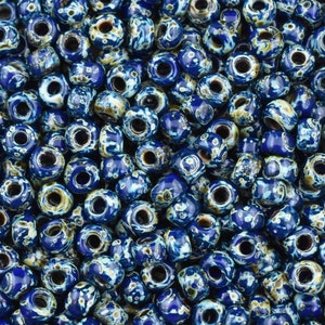 6/0 Seed Beads - 8/0 Seed Beads - Miyuki 4518 - Cobalt Blue - Picasso Beads - Size 6 Seed Beads - Size 8 Seed Beads - 5" Tube