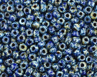 6/0 Seed Beads - 8/0 Seed Beads - Miyuki 4518 - Cobalt Blue - Picasso Beads - Size 6 Seed Beads - Size 8 Seed Beads - 5" Tube