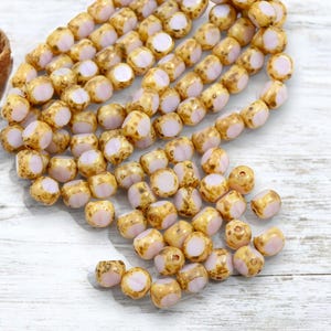 Czech Glass Beads - Picasso Beads - 3 Cut Round Beads - Old Stock Beads - 8mm - 25 Beads - (4024)