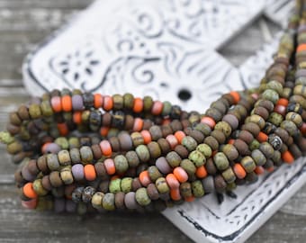 Picasso Seed Beads - Aged Picasso Beads - Czech Glass Beads - Size 5 Seed Beads - 5/0 - 20" Strand - (1417)