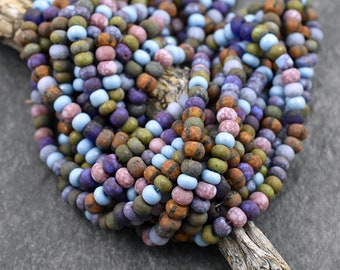 Picasso Beads - Large Seed Beads - 2/0 - Czech Glass Beads - Size 2 Beads - Aged Seed Beads - 6mm Beads - 20" Strand - (5288)