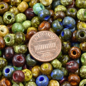 Large Hole Beads Seed Beads Picasso Beads Czech Glass Beads Size 32 Beads 32/0 Beads 8x5mm 50 grams 5783 image 4