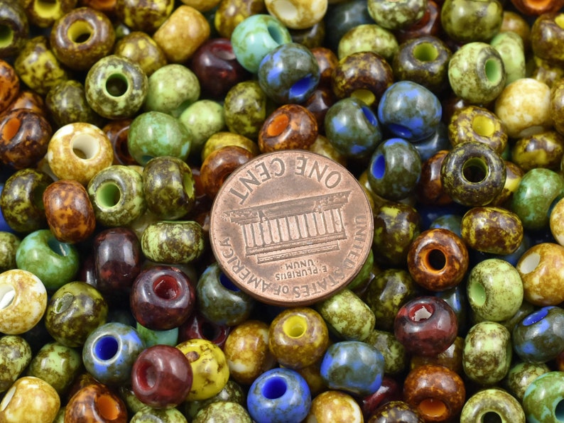 Large Hole Beads Seed Beads Picasso Beads Czech Glass Beads Size 32 Beads 32/0 Beads 8x5mm 50 grams 5783 image 4