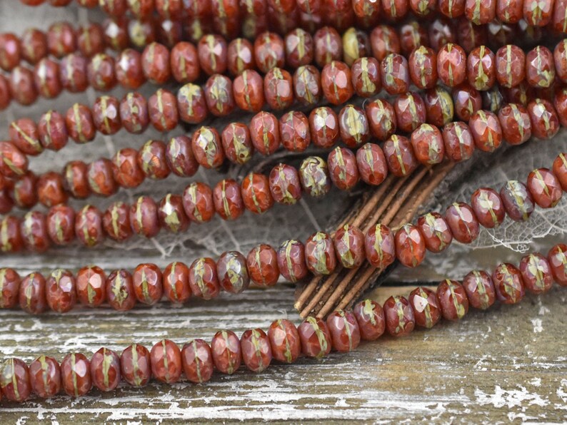 Rondelle Beads Picasso Beads Czech Glass Beads Fire Polished Beads Rustic Beads 3x5mm 27pcs 494 image 3