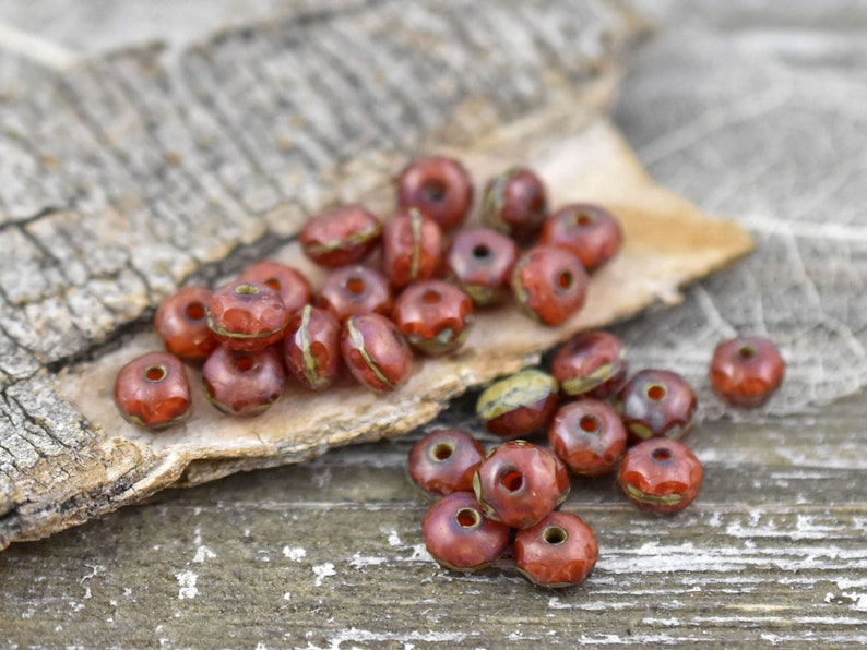 Rondelle Beads Picasso Beads Czech Glass Beads Fire Polished Beads Rustic Beads 3x5mm 27pcs 494 image 4