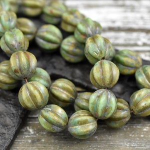 Picasso Beads Melon Beads Czech Glass Beads Round Beads Bohemian Beads 12mm Beads 15pcs B398 image 1