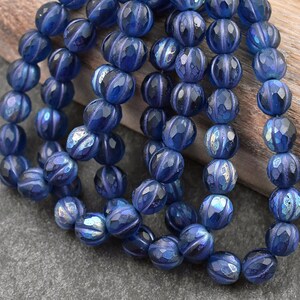 Czech Glass Beads Melon Beads Faceted Melon Picasso Beads Round Beads 8mm 20pcs A56 image 4