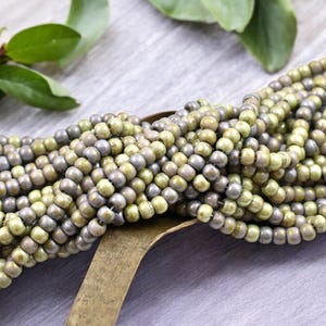 Picasso Seed Beads - Czech Glass Beads - Aged Picasso Beads - Matte Seed Beads - Size 4 Seed Beads - 4/0 - 5mm - 20&quot; Strand - (B21)