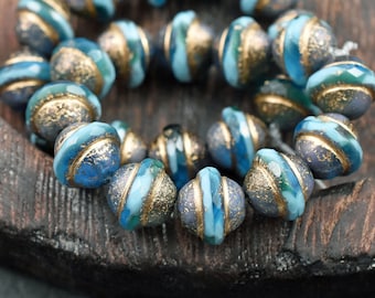 Czech Picasso Beads - Czech Glass Beads - Saturn Beads - Planet Beads - 8x10mm or 10x12m