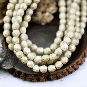 4mm Beads - Czech Glass Beads - Etched Beads - Picasso Beads - Fire Polished Beads - Round Beads - 50pcs - (261)