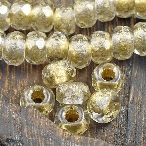 Large Hole Beads - Czech Glass Beads - Roller Beads - Rondelle Beads - 7x12mm - 10pcs - (3002)