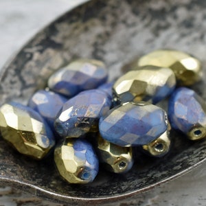 Czech Glass Beads - Faceted Beads - Fire Polished Beads - Oval Beads - 12x8mm - 6pcs (2279)