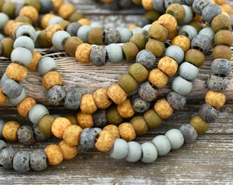 Picasso Beads - Large Seed Beads - 32/0 - Czech Glass Beads - Large Hole Beads - 7x5mm - 9&quot; Strand - (B464)