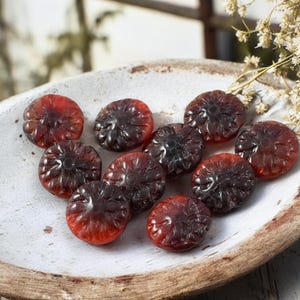 Flower Beads - Czech Glass Beads - Picasso Beads - Dahlia Beads - Dahlia Flower - 10pcs - 14mm - (2862)