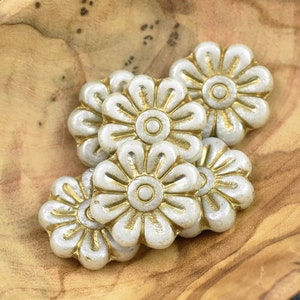 Flower Beads Czech Glass Beads Focal Beads Czech Glass Flowers Daisy Beads 18mm 6pcs 4146 image 3