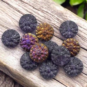 Czech Glass Beads - Flower Beads - Picasso Beads - Dahlia Beads - Czech Glass Flowers  - 15mm - 12pcs - (4725)