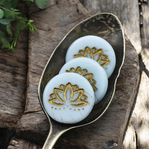 Czech Glass Beads - Lotus Flower Bead - Picasso Beads - Czech Lotus Beads - Lotus Flower Pendant - 4pcs - (2137)