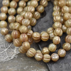 Melon Beads Picasso Beads Czech Glass Beads Round Beads 6mm 25pcs 605 image 2