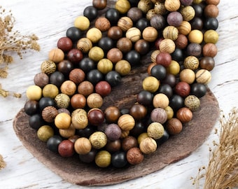Sandalwood Beads - Natural Wood Beads - Jewelry Making Beads - Mala Beads - 16 inch strand - 6mm 8mm or 10mm