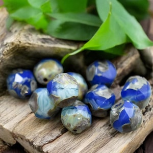 Czech Glass Beads - Picasso Beads - Central Cut - Round Beads - Baroque Beads - Picasso Glass - 8mm - 10pcs - (4854)