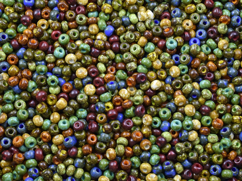 Large Hole Beads Seed Beads Picasso Beads Czech Glass Beads Size 32 Beads 32/0 Beads 8x5mm 50 grams 5783 image 5