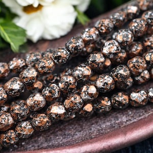 Czech Glass Beads - 6mm Beads - Fire Polished Beads - Speckled Beads - Round Beads - 25pcs - 6mm - (B762)