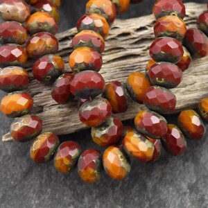 Picasso Beads Rondelle Beads Czech Glass Beads Fire Polished Beads Donut Beads 6x8mm 25pcs A521 image 2