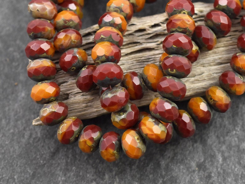 Picasso Beads Rondelle Beads Czech Glass Beads Fire Polished Beads Donut Beads 6x8mm 25pcs A521 image 2