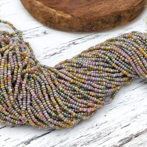 Picasso Seed Beads - Aged Picasso Beads - Czech Glass Beads - Size 10 Seed Beads - 10/0 - 22&quot; Strand - (B703)