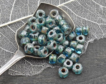 Matubo Beads - Large Hole Beads - Czech Glass Beads - Seed Beads - Picasso Beads - 2/0 Beads - Size 2 Beads - 6x4mm - 20 grams (B402)
